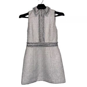 Alice + Olivia Metallic Silver Mini Dress